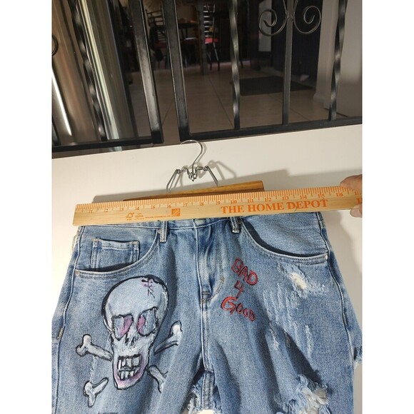 Denim Chaps Style Kendall Custom Cut Biker Jeans Distressed Custom VTG Hippie 27 - Picture 11 of 12